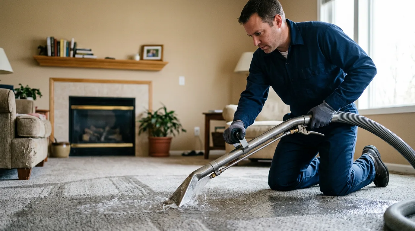 Water damage restoration technician working near Houghton, MI